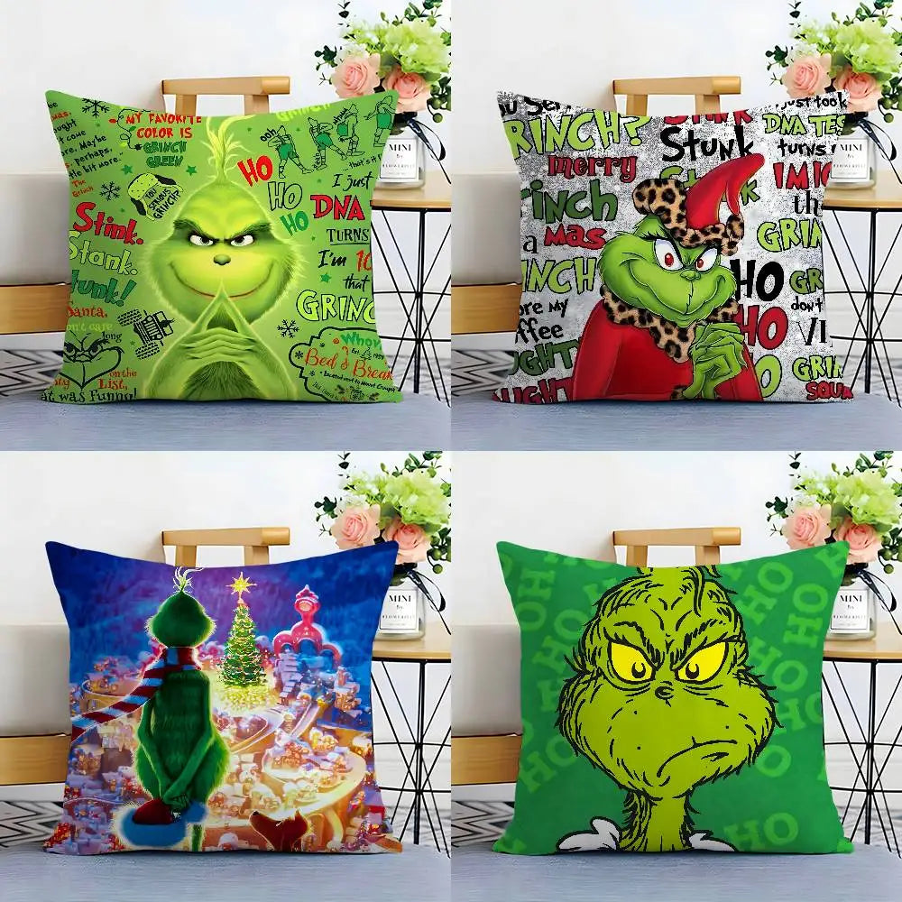 Christmas T-The G-GrinC-chs-S Pillow Case Plush Fabric Soft Double Sided Print Sofa Cushion Cover Throw Pillow Covers