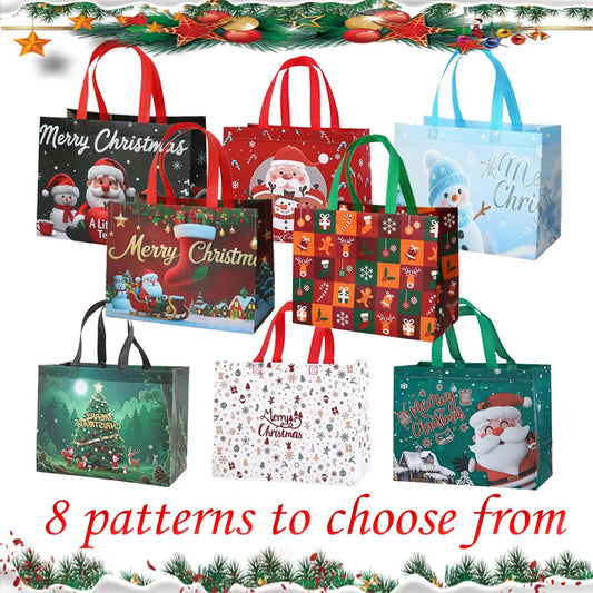 1-16PCS Large Christmas Gift Bags, Christmas Tote Bags with Handles(32.5x25*17cm), Multifunctional Christmas Bags for Gifts