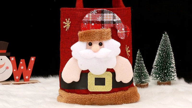 1-20PCS Christmas Gift Bags Handbags Tote Bags Candy Bags Snowman Bear Gift Bags Storage Bags Christmas Decoration