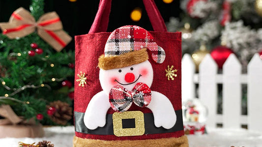 1-20PCS Christmas Gift Bags Handbags Tote Bags Candy Bags Snowman Bear Gift Bags Storage Bags Christmas Decoration